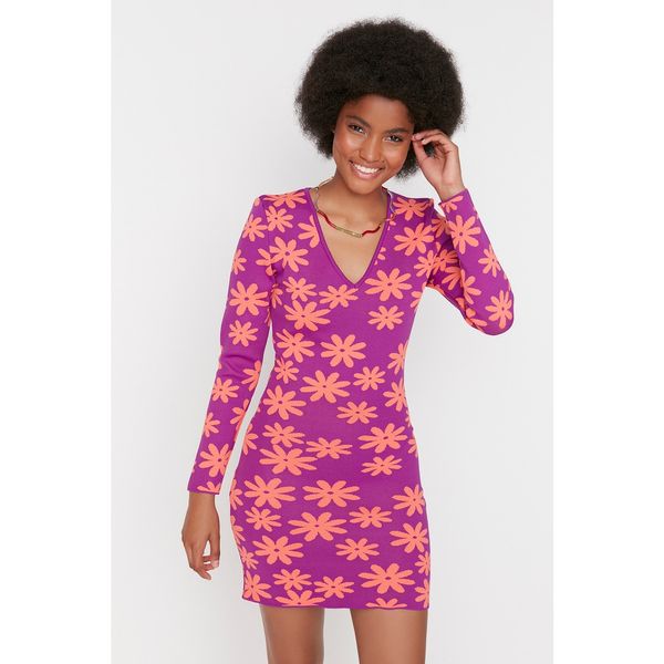 Trendyol Trendyol Purple Jacquard Knitwear Dress