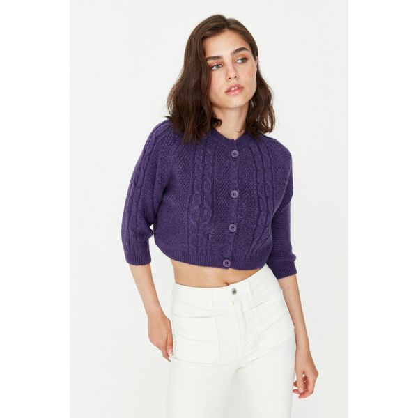 Trendyol Trendyol Purple Knitted Detailed Knitwear Cardigan