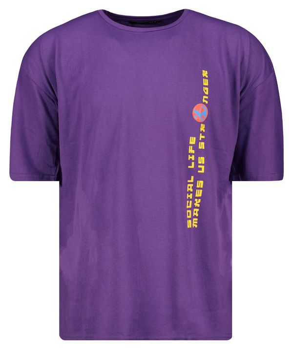 Trendyol Trendyol Purple Men's Oversize Fit Crew Neck Short Sleeve Printed T-Shirt