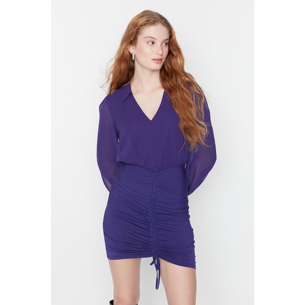Trendyol Trendyol Purple Shirred Detailed Bodycone Dress
