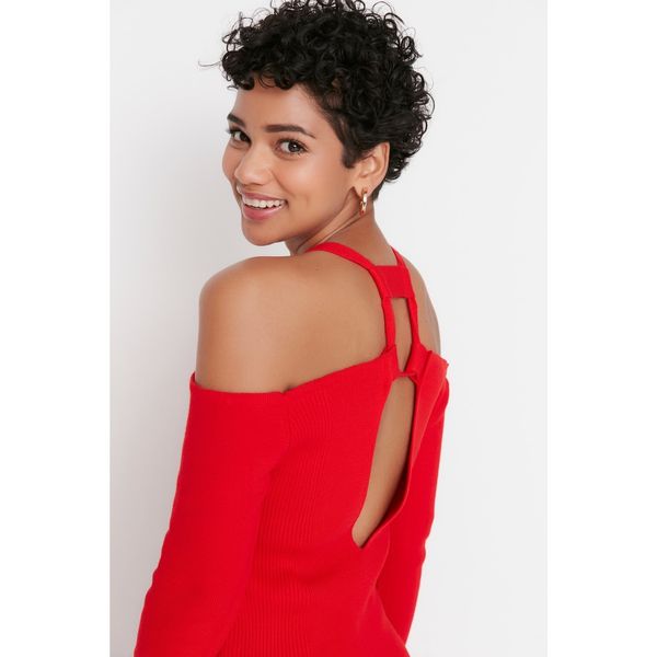 Trendyol Trendyol Red Back And Collar Detailed Knitwear Sweater