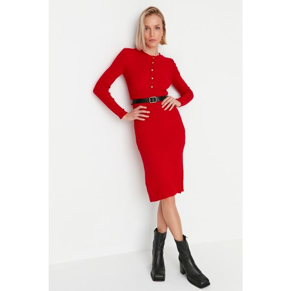 Trendyol Trendyol Red Belt Detailed Knitwear Dress