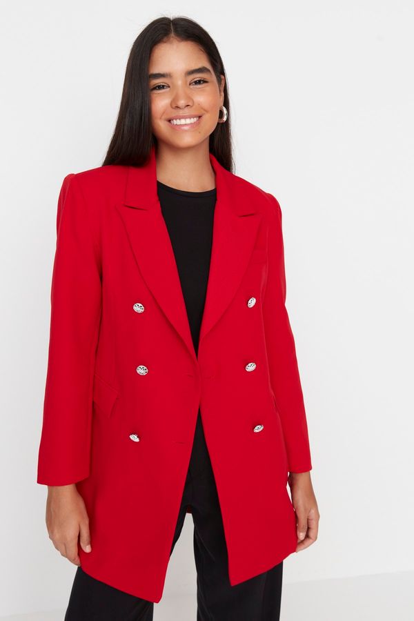 Trendyol Trendyol Red Button Detailed Double Pocket Woven Jacket