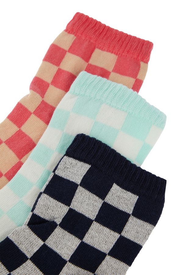 Trendyol Trendyol Red Check 3 Pack Socks