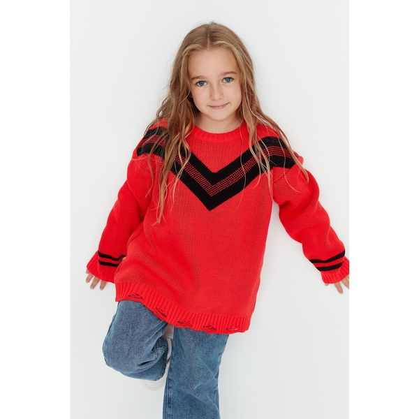 Trendyol Trendyol Red Collar Detailed Girl Knitwear Sweater