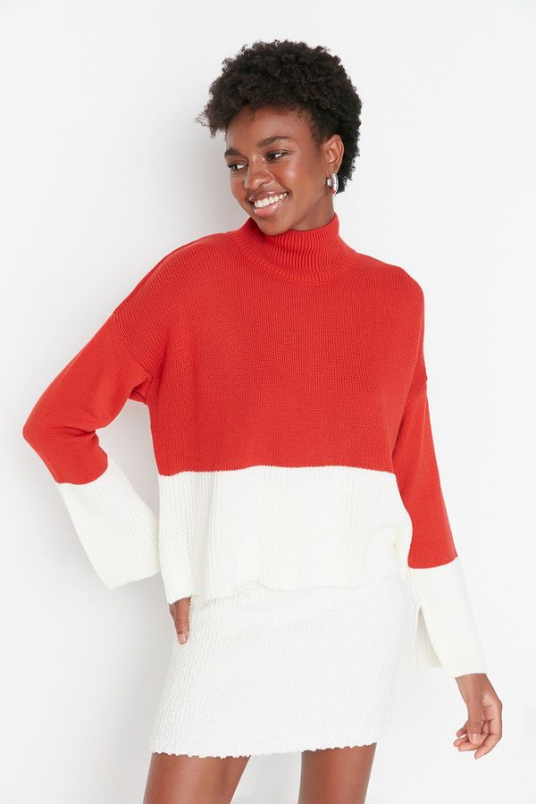 Trendyol Trendyol Red Color Block Knitwear Sweater