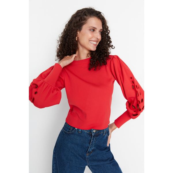 Trendyol Trendyol Red Cut Out Sleeve Detailed Knitwear Sweater