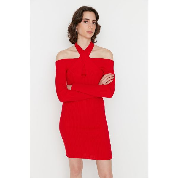 Trendyol Trendyol Red Halter Neck Knitwear Dress