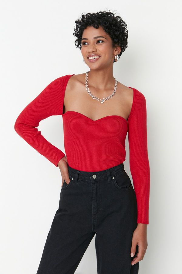Trendyol Trendyol Red Heart Collar Detailed Knitwear Sweater