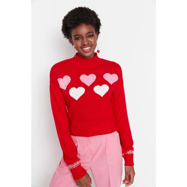 Trendyol Trendyol Red Heart Patterned Knitwear Sweater