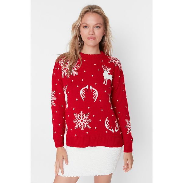 Trendyol Trendyol Red Jacquard Knitwear Sweater