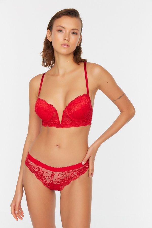 Trendyol Trendyol Red Lace Detailed Push-Up Underwear Set