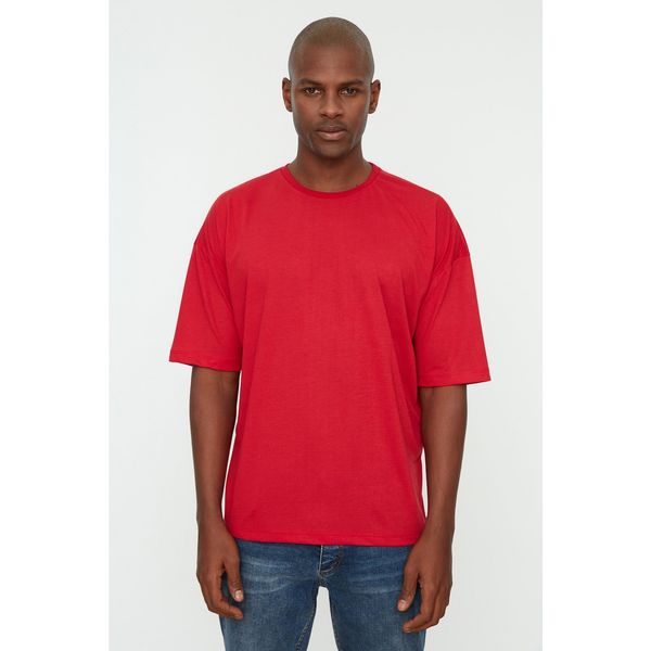 Trendyol Trendyol Red Men's Basic Crew Neck Oversize Short Sleeved T-Shirt