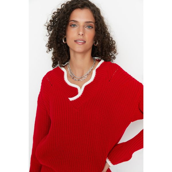 Trendyol Trendyol Red Oversize Knitwear Sweater