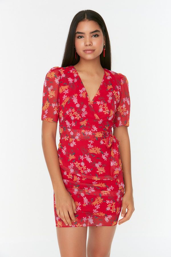 Trendyol Trendyol Red Patterned Double Breasted Dress