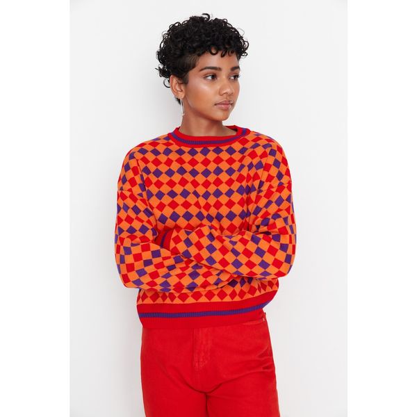 Trendyol Trendyol Red Patterned Knitwear Sweater