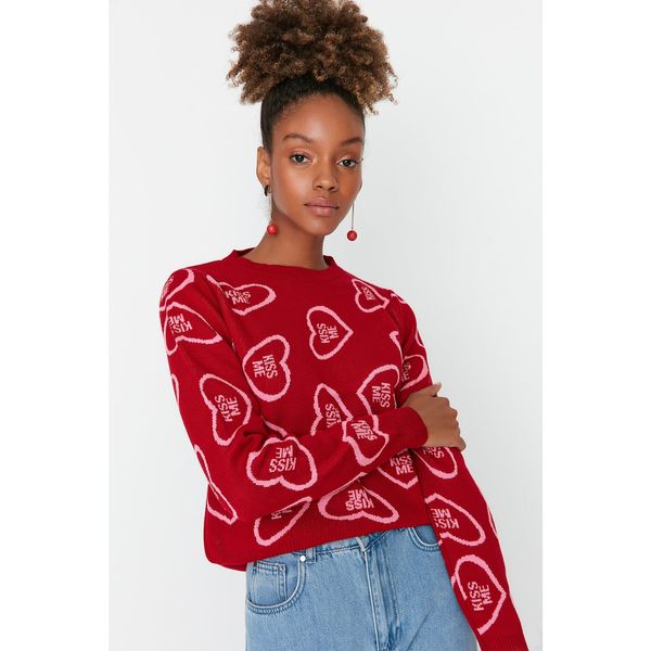 Trendyol Trendyol Red Patterned Knitwear Sweater