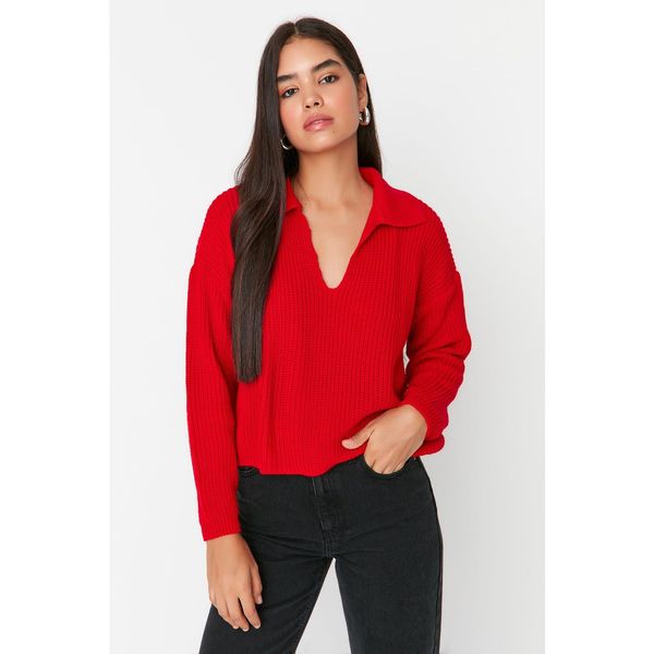 Trendyol Trendyol Red Polo Collar Knitwear Sweater