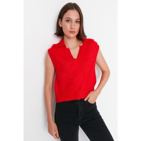 Trendyol Trendyol Red Polo Collar Knitwear Sweater