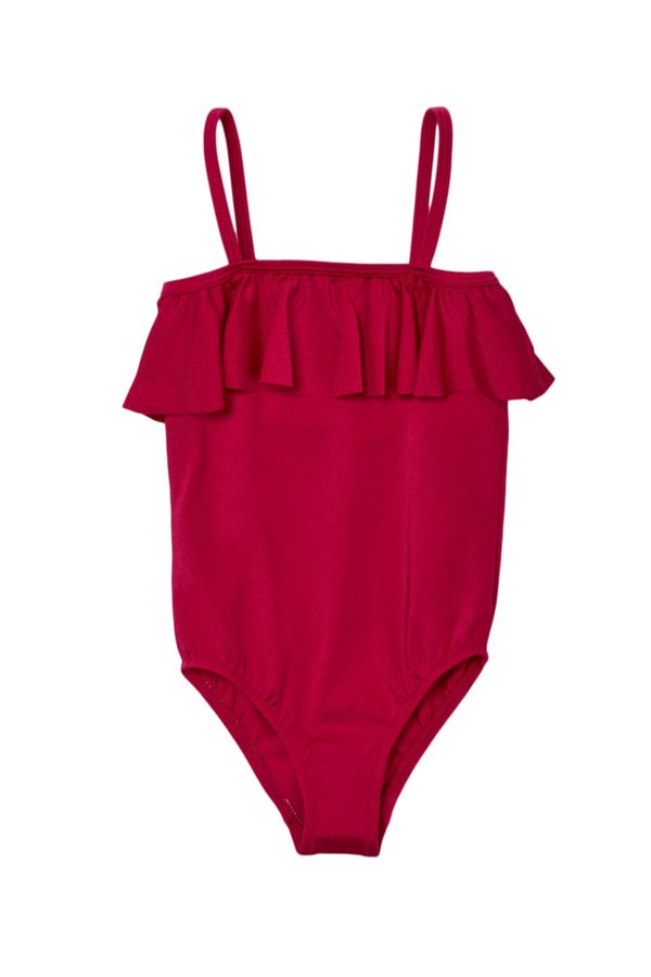 Trendyol Trendyol Red Ruffle Detailed Girl Swimsuit