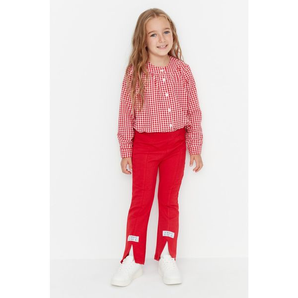 Trendyol Trendyol Red Slit Detailed Flare Leg Girl Knitted Trousers