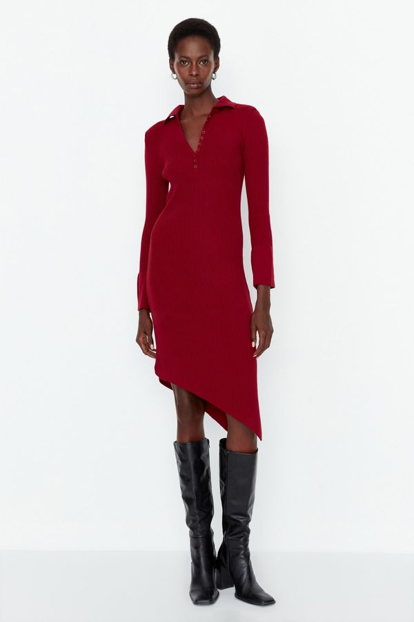 Trendyol Trendyol Red Slit Detailed Knitwear Dress