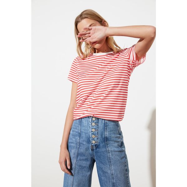 Trendyol Trendyol Red Striped Basic Dziantowa T-shirt