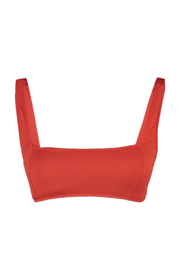 Trendyol Trendyol Red Textured Bandeau Bikini Top