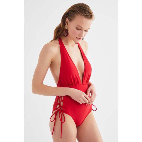 Trendyol Trendyol Red Tie — strój kąpielowy – strój kąpielowy – strój kąpielowy – szczegółowy strój kąpielowy
