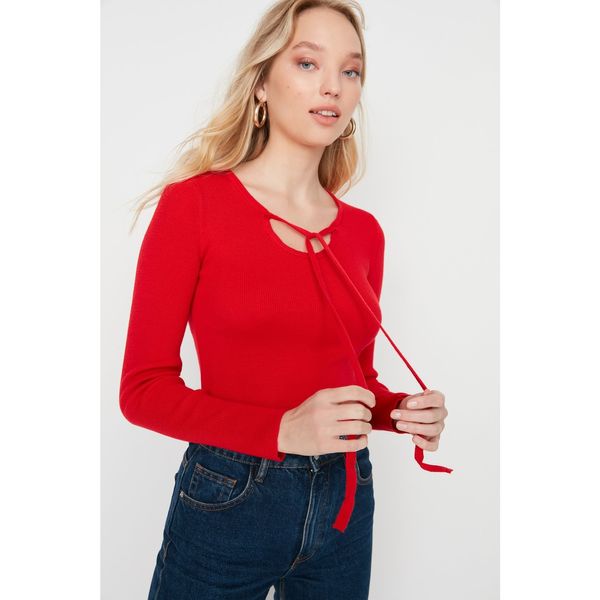 Trendyol Trendyol Red V-Neck Knitwear Sweater