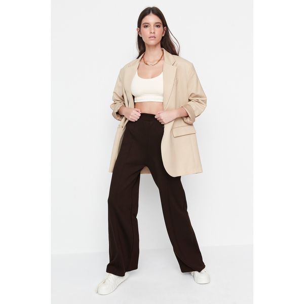 Trendyol Trendyol Ribbed Wide Leg Knitted Trousers