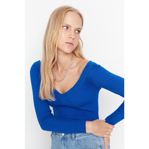 Trendyol Trendyol Saks V Neck Knitwear Sweater