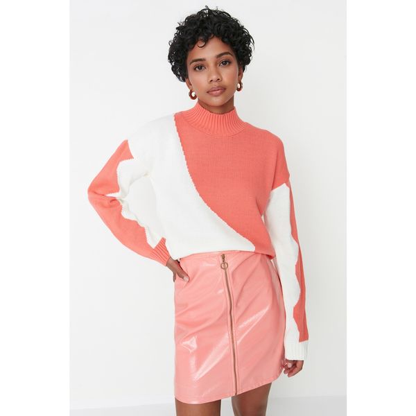 Trendyol Trendyol Salmon Color Block Knitwear Sweater