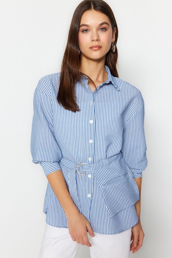 Trendyol Trendyol Shirt - Blue - Oversize