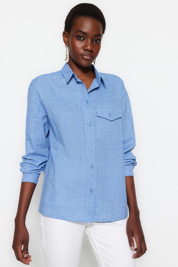 Trendyol Trendyol Shirt - Blue - Regular fit