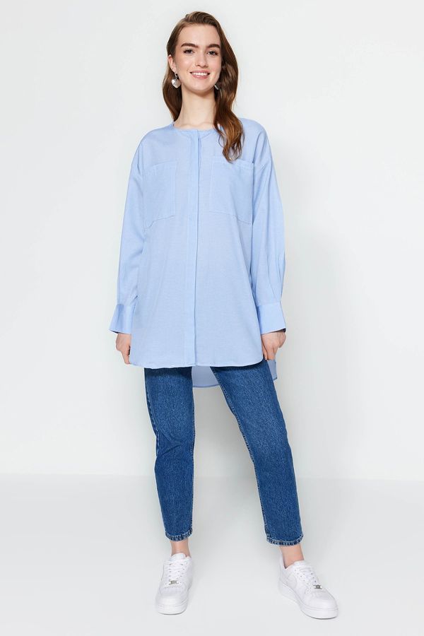 Trendyol Trendyol Shirt - Blue - Relaxed fit