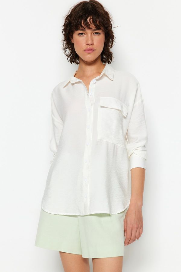 Trendyol Trendyol Shirt - Ecru - Oversize