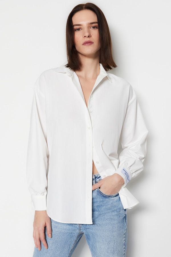 Trendyol Trendyol Shirt - Ecru - Oversize