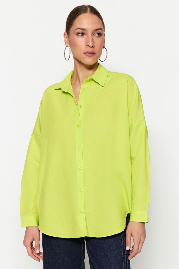 Trendyol Trendyol Shirt - Green - Oversize