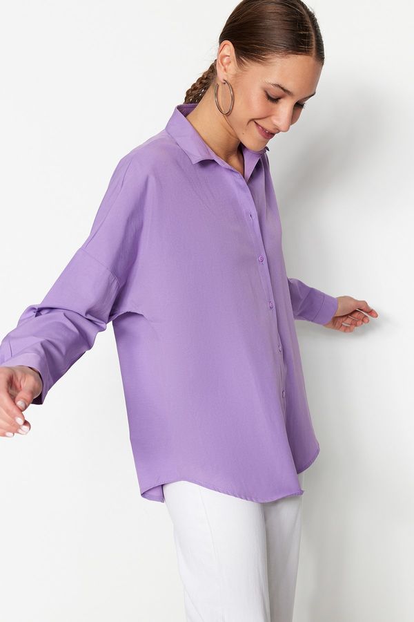 Trendyol Trendyol Shirt - Purple - Oversize
