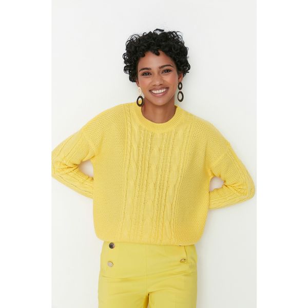 Trendyol Trendyol Soft Yellow Knitted Detailed Knitwear Sweater