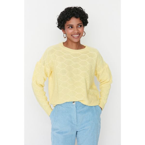 Trendyol Trendyol Soft Yellow Knitted Detailed Knitwear Sweater