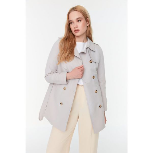Trendyol Trendyol Stone Belted Button Closure Fit Pattern Trench Coat