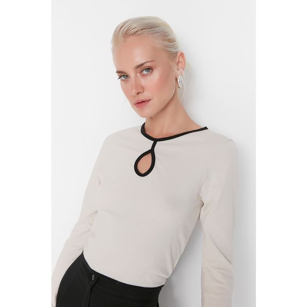 Trendyol Trendyol Stone Drop Detailed Ribbed Knitted Blouse
