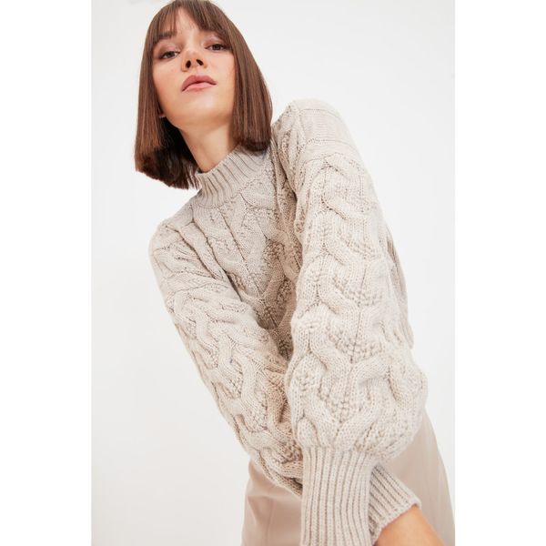 Trendyol Trendyol Stone Knitted Szczegółowy sweter z dzianiny