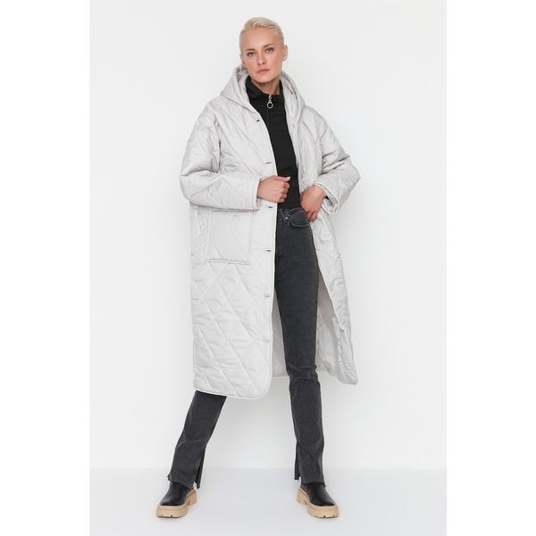 Trendyol Trendyol Stone Oversize Hooded Quilted Inflatable Coat