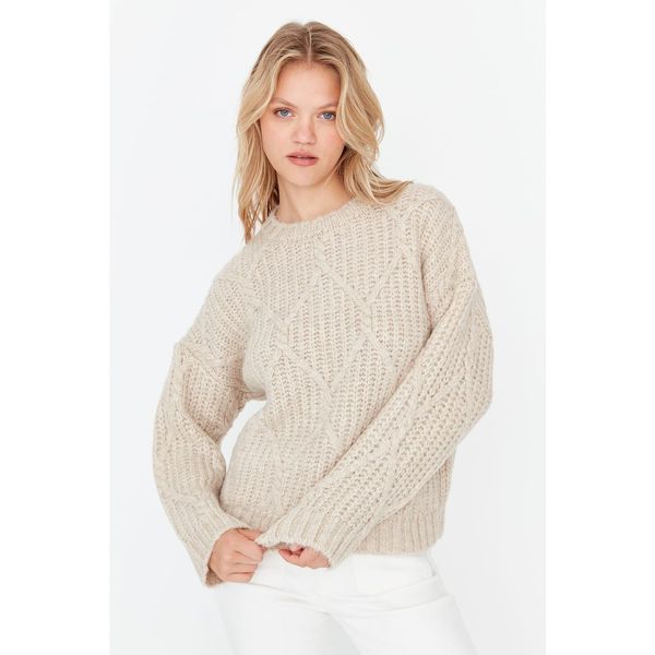 Trendyol Trendyol Stone Oversize Knitted Detailed Knitwear Sweater
