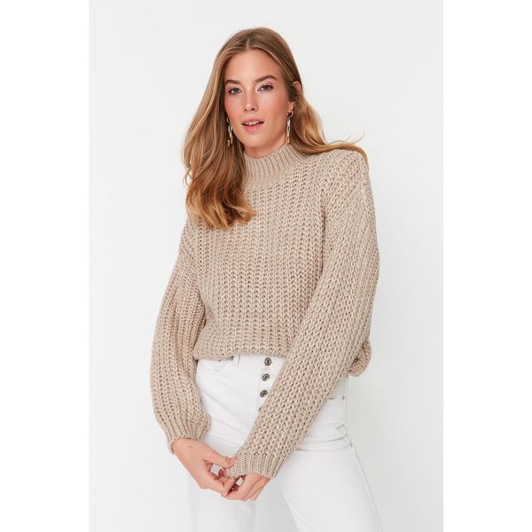 Trendyol Trendyol Stone Oversize Straight Collar Knitwear Sweater