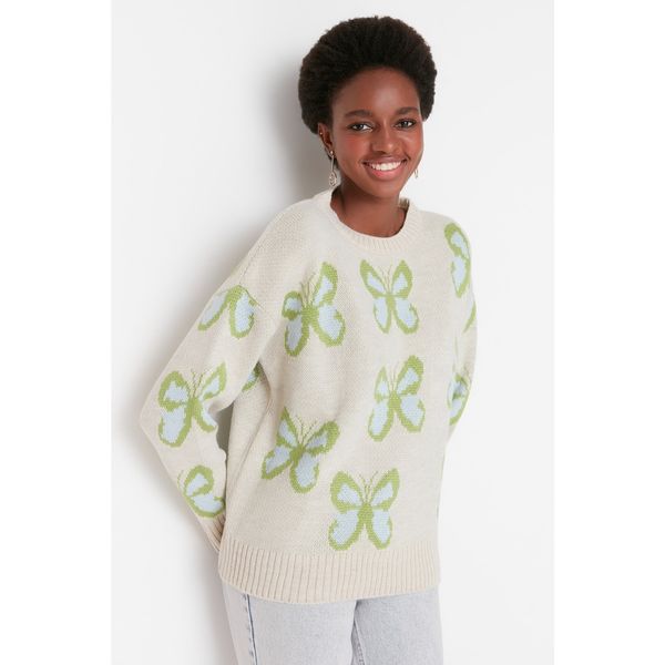 Trendyol Trendyol Stone Patterned Crew Neck Knitwear Sweater
