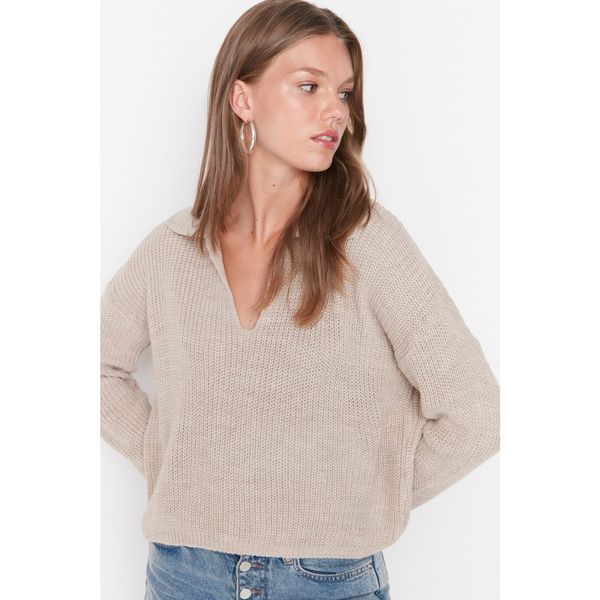 Trendyol Trendyol Stone Polo Collar Knitwear Sweater